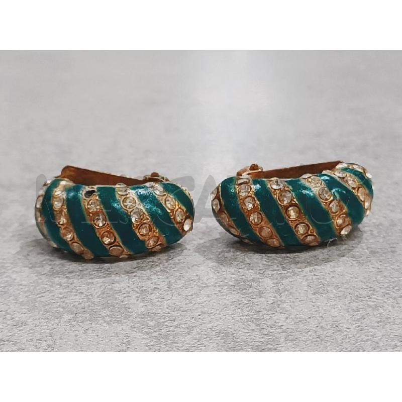 ORECCHINI ORENA CLIP VINT FASCIA STRASS/TURCHESE | Mercatino dell'Usato Roma rebibbia 1