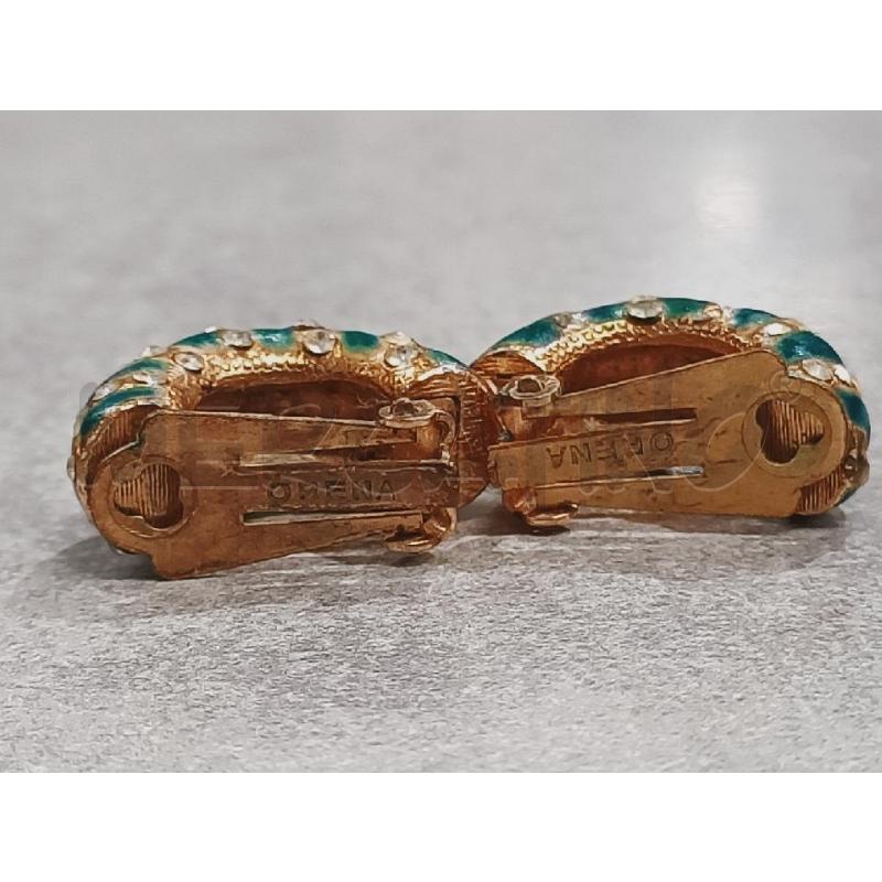 ORECCHINI ORENA CLIP VINT FASCIA STRASS/TURCHESE | Mercatino dell'Usato Roma rebibbia 2