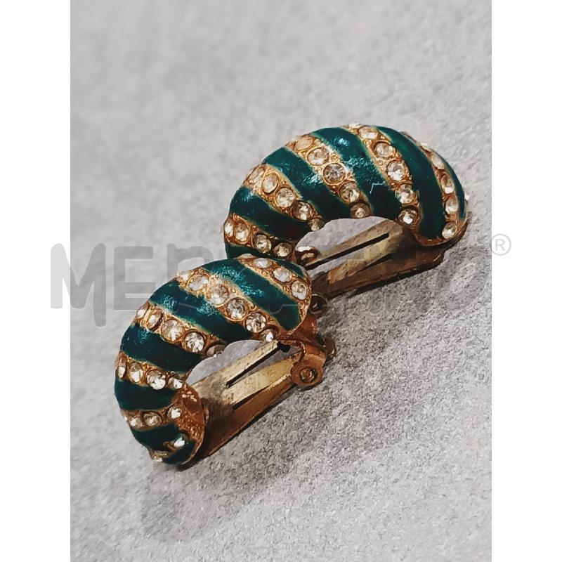 ORECCHINI ORENA CLIP VINT FASCIA STRASS/TURCHESE | Mercatino dell'Usato Roma rebibbia 3