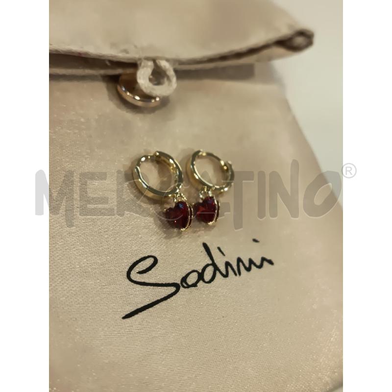 ORECCHINI SODINI CERCHIETTO DORATO STRASS ARANCIO  | Mercatino dell'Usato Roma rebibbia 2