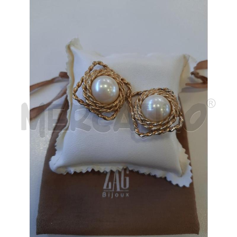 ORECCHINI ZAG BIJOUX PERLA QUADRATO DOR  | Mercatino dell'Usato Roma rebibbia 1