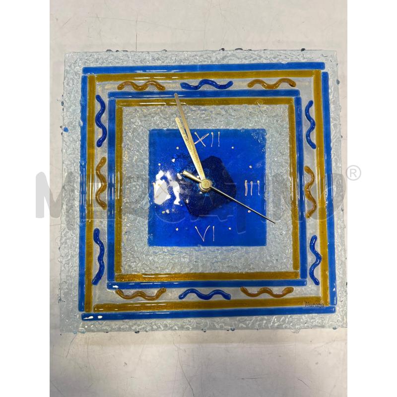 OROLOGIO DA PARETE QUADRATO VETRO BLU DORATO  | Mercatino dell'Usato Roma rebibbia 1
