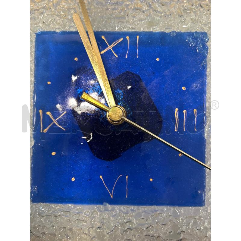 OROLOGIO DA PARETE QUADRATO VETRO BLU DORATO  | Mercatino dell'Usato Roma rebibbia 2