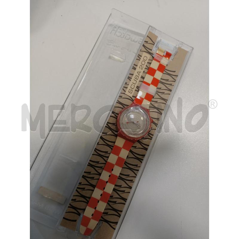 OROLOGIO DA POLSO SWATCH SCUBA 200 SCACCHI ROSSI  | Mercatino dell'Usato Roma rebibbia 1