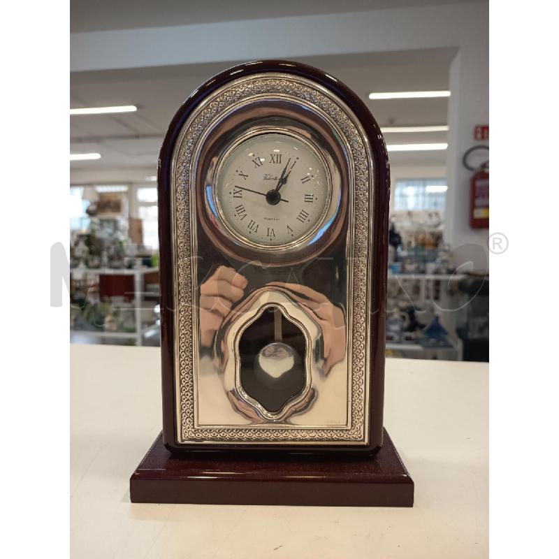 OROLOGIO DA TAVOLO LEGNO PLACCA ARGENTATA | Mercatino dell'Usato Roma rebibbia 1