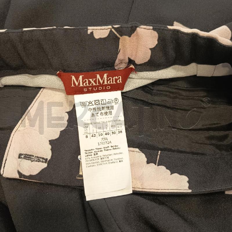 PANTALONE DONNA MAX MARA NERI FIORI ROSA | Mercatino dell'Usato Roma rebibbia 3