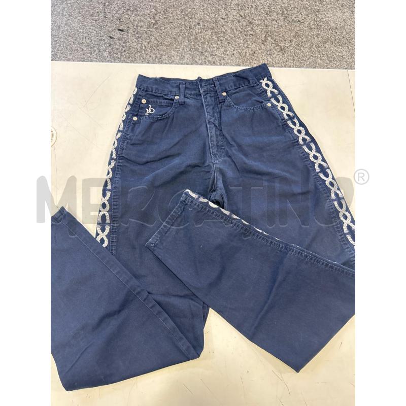 PANTALONE DONNA ROCCOBAROCCO BLU SPIRALE BIANCA | Mercatino dell'Usato Roma rebibbia 1