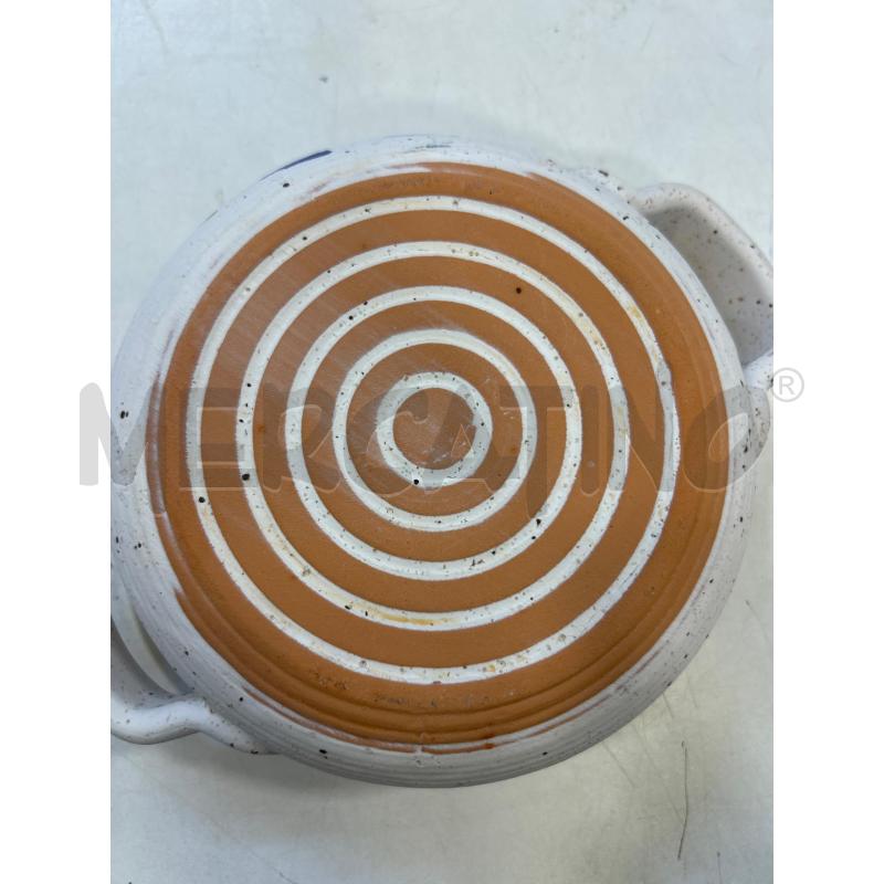 PENTOLA TERRACOTTA BIANCA FIORE BLU+6 CIOTOLE | Mercatino dell'Usato Roma rebibbia 3