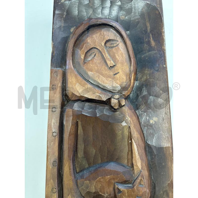 PLACCA LEGNO DONNA SEDUTA CON GATTO 61X19 | Mercatino dell'Usato Roma rebibbia 2
