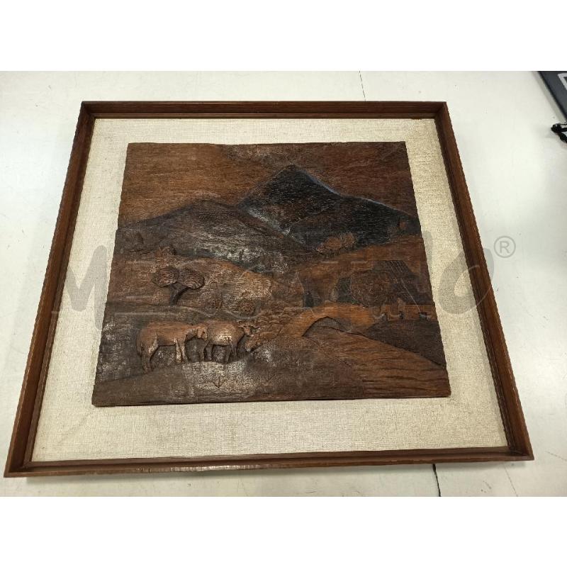 PLACCA LEGNO RILIEVO PAESAGGIO SARDO | Mercatino dell'Usato Roma rebibbia 1