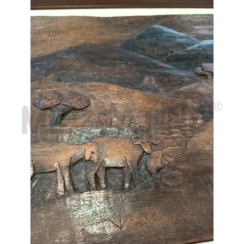 PLACCA LEGNO RILIEVO PAESAGGIO SARDO | Mercatino dell'Usato Roma rebibbia 2