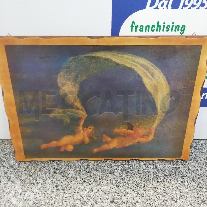 PLACCA LEGNO STAMPA PUTTI LENZUOLO 98X67 | Mercatino dell'Usato Roma rebibbia 1