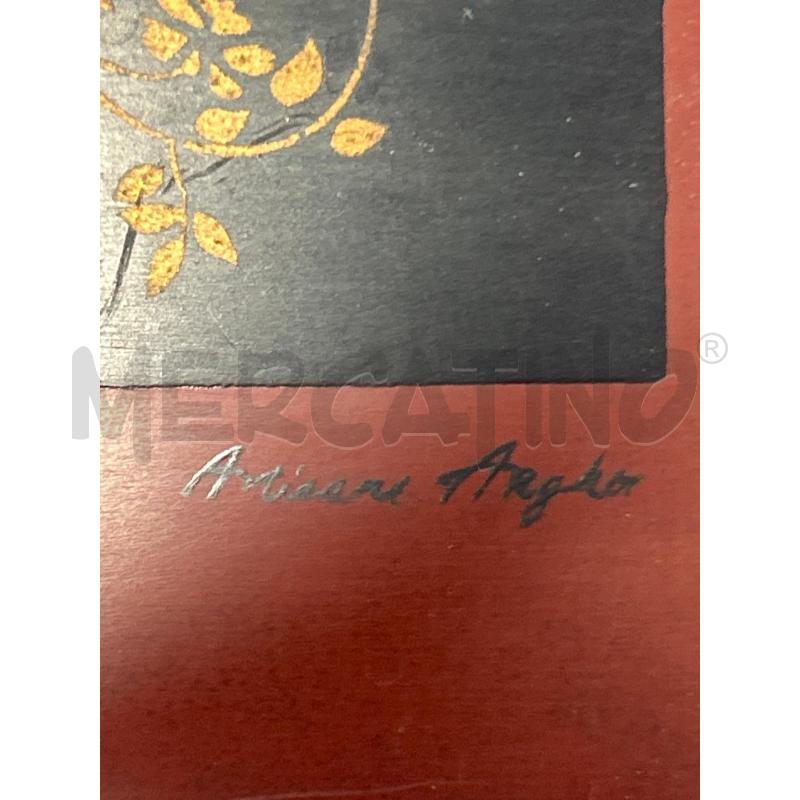 PLACCA ORIENTALE ROSSA NERA OMBRELLI DORATI 40X20 | Mercatino dell'Usato Roma rebibbia 3