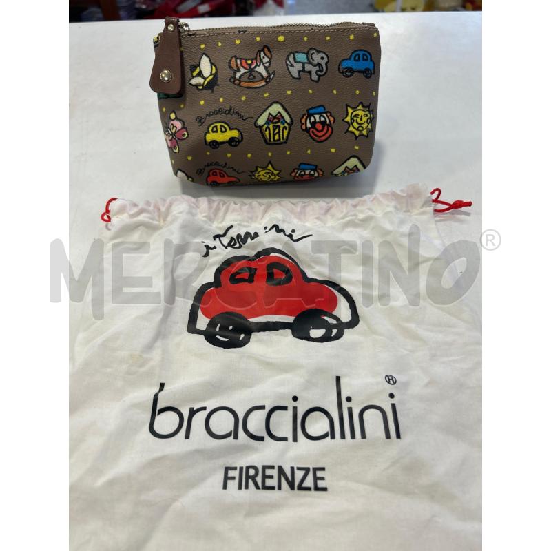POCHETTE BRACCIALINI MARRONE STAMPA MACCHINE CLOWN | Mercatino dell'Usato Roma rebibbia 1