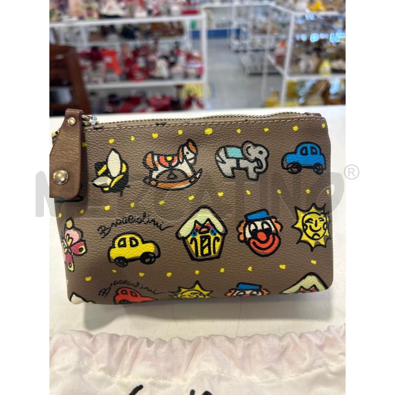 POCHETTE BRACCIALINI MARRONE STAMPA MACCHINE CLOWN | Mercatino dell'Usato Roma rebibbia 2