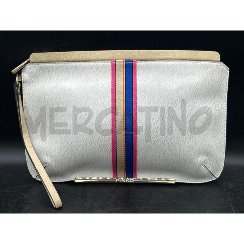 POCHETTE PINKO BIANCA FASCIA ROSA BLU DETT MET DORATO | Mercatino dell'Usato Roma rebibbia 1