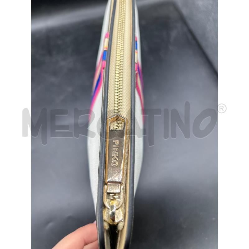 POCHETTE PINKO BIANCA FASCIA ROSA BLU DETT MET DORATO | Mercatino dell'Usato Roma rebibbia 3