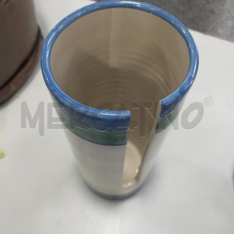 PORTA BICCHIERI CERAMICA B BLU VERDE | Mercatino dell'Usato Roma rebibbia 3