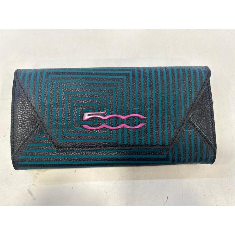 PORTA FOGLIO FIAT 500 VERDE NERO LOGO FUCSIA | Mercatino dell'Usato Roma rebibbia 1