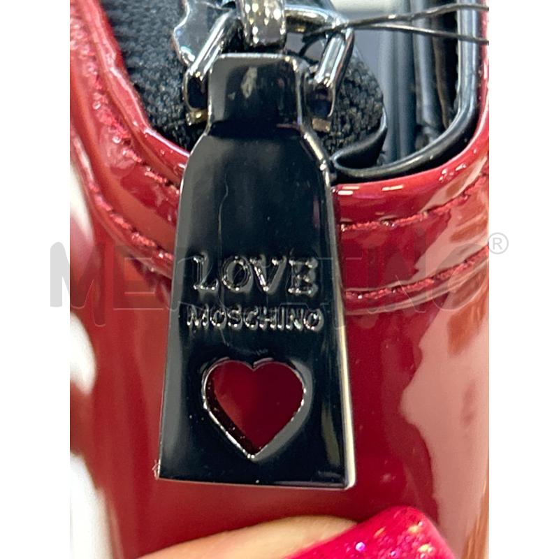 PORTA FOGLIO ROSSO SCURO LUCIDO LOVE MOSCHINO CON ETICHETTA | Mercatino dell'Usato Roma rebibbia 3