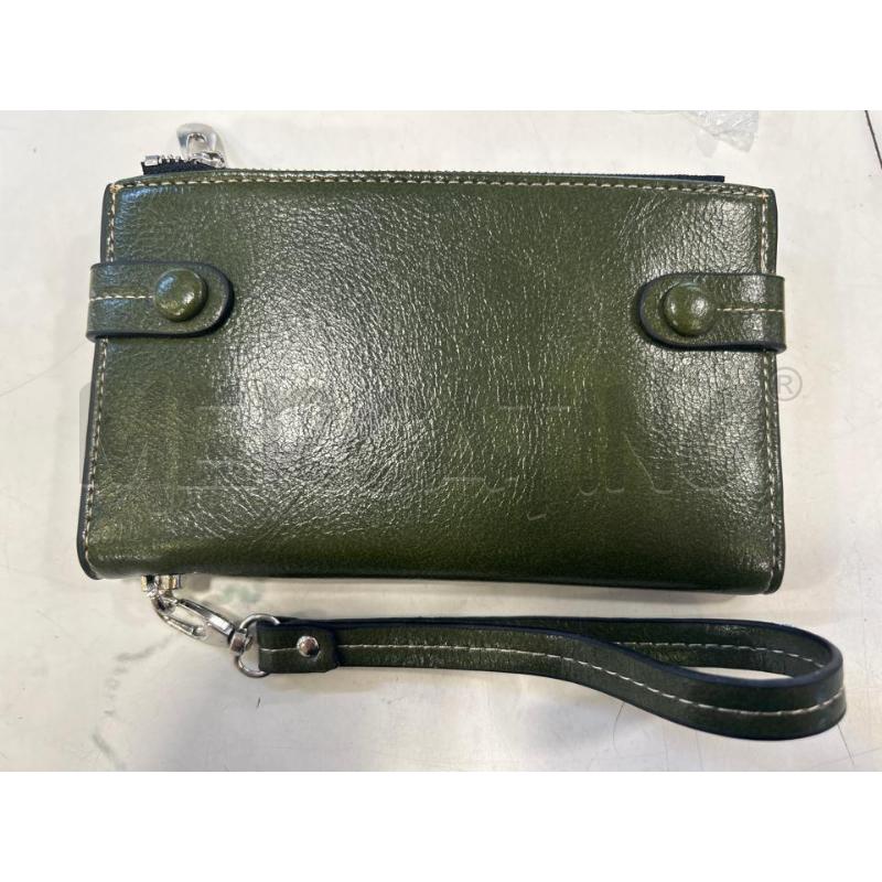PORTA FOGLIO VERDE PELLE 2ZIP | Mercatino dell'Usato Roma rebibbia 1