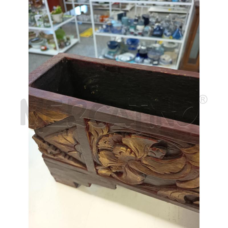 PORTA VASO LEGNO ROSSO DORATO ORIENTALE | Mercatino dell'Usato Roma rebibbia 2
