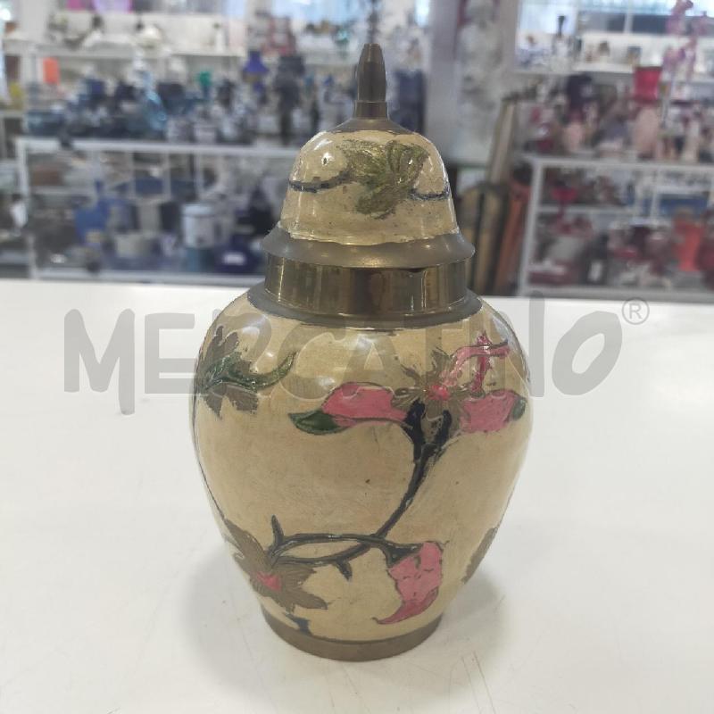 POTICHE VASO CLOISONNE BEIGE FIORI ROSA  | Mercatino dell'Usato Roma rebibbia 1