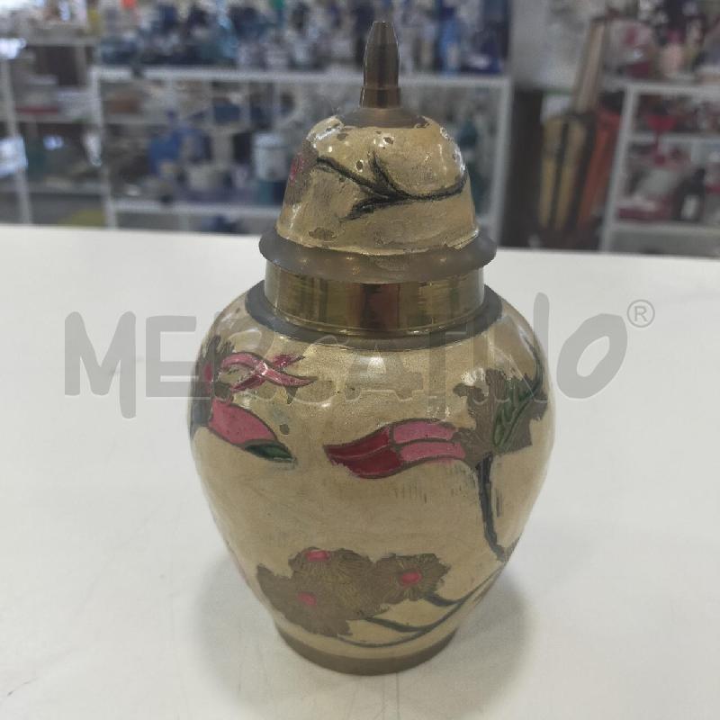 POTICHE VASO CLOISONNE BEIGE FIORI ROSA  | Mercatino dell'Usato Roma rebibbia 2