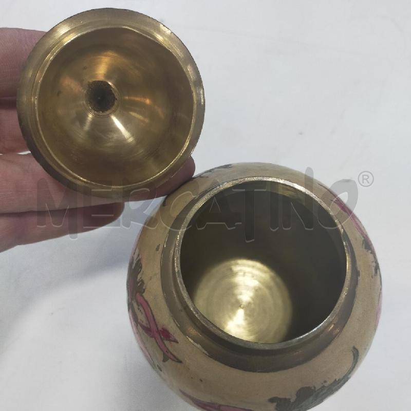POTICHE VASO CLOISONNE BEIGE FIORI ROSA  | Mercatino dell'Usato Roma rebibbia 3
