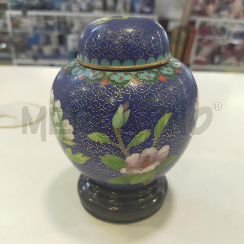 POTICHE VASO CLOISONNE BLU FIORI BIANCHI ROSA | Mercatino dell'Usato Roma rebibbia 1