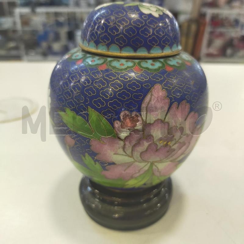 POTICHE VASO CLOISONNE BLU FIORI BIANCHI ROSA | Mercatino dell'Usato Roma rebibbia 2