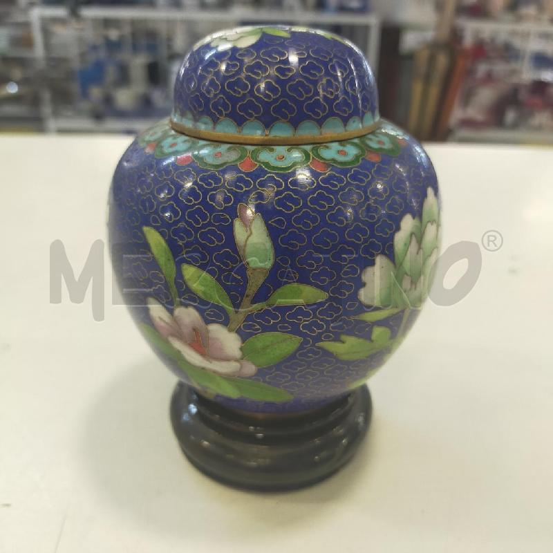 POTICHE VASO CLOISONNE BLU FIORI BIANCHI ROSA | Mercatino dell'Usato Roma rebibbia 1