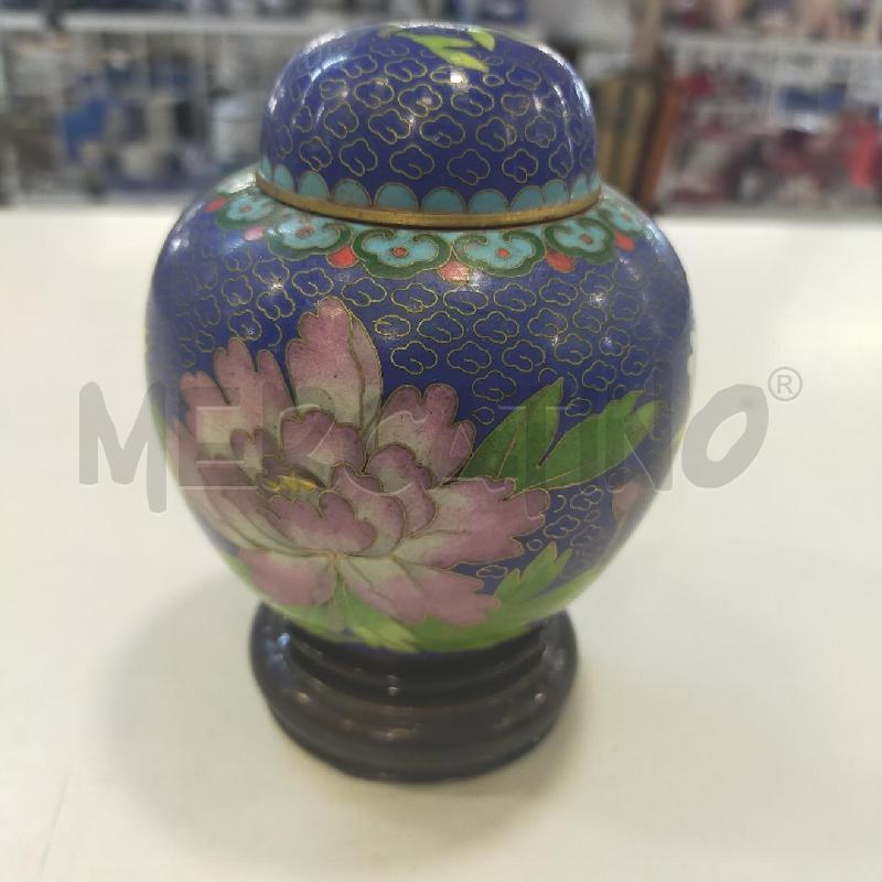 POTICHE VASO CLOISONNE BLU FIORI BIANCHI ROSA | Mercatino dell'Usato Roma rebibbia 2