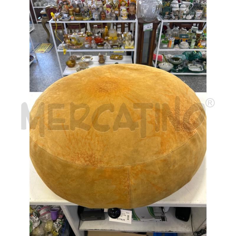 POUF TONDO PELLE ROBERTO CAVALLI CASA GIALLO DA RIV  | Mercatino dell'Usato Roma rebibbia 1