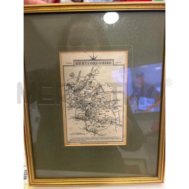 QUADRETTO MAPPA HERTFORDSHIRE 1812 JOHN CARY | Mercatino dell'Usato Roma rebibbia 1