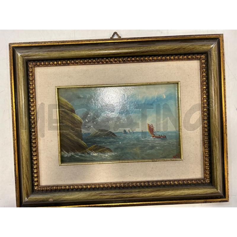 QUADRETTO OLIO SCOGLI BARCA 40X32 | Mercatino dell'Usato Roma rebibbia 1