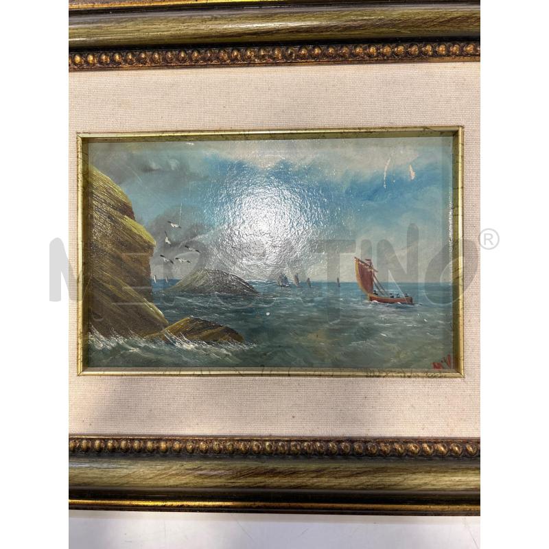 QUADRETTO OLIO SCOGLI BARCA 40X32 | Mercatino dell'Usato Roma rebibbia 2