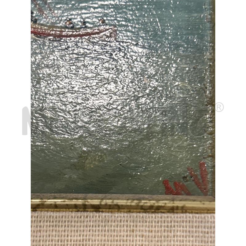QUADRETTO OLIO SCOGLI BARCA 40X32 | Mercatino dell'Usato Roma rebibbia 3