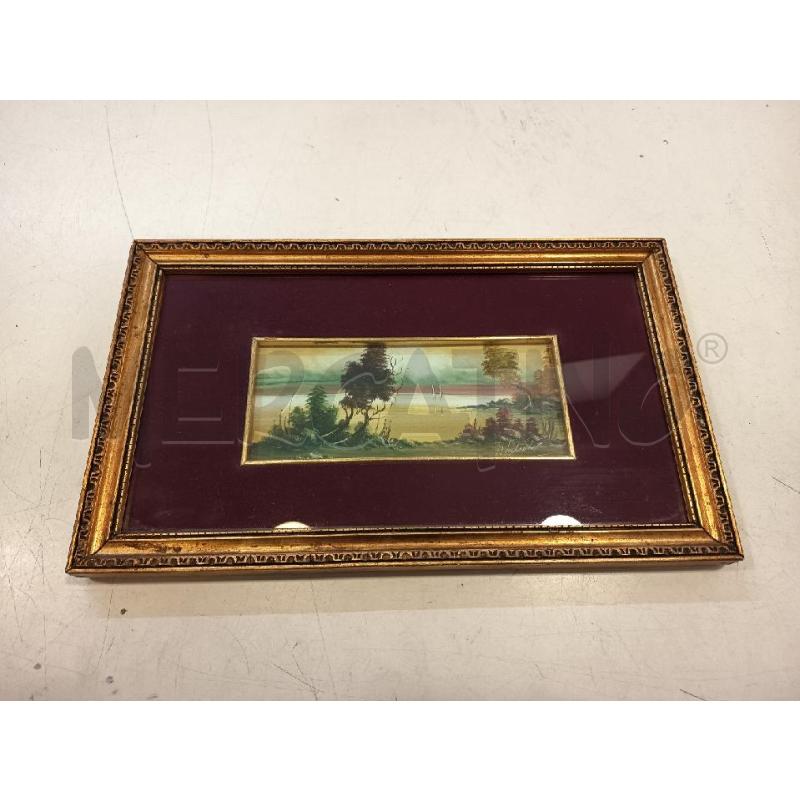 QUADRETTO PAESAGGIO ALBERI LAGO 32X19 | Mercatino dell'Usato Roma rebibbia 1