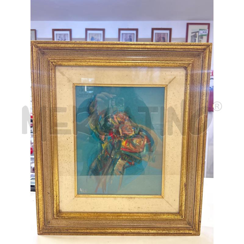QUADRO ASTRATTO FONDO BLU FIRMA ROSSI | Mercatino dell'Usato Roma rebibbia 1