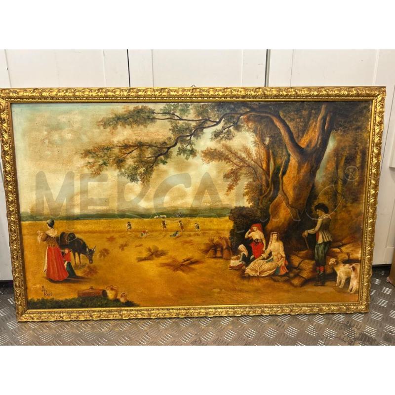QUADRO CONTADINI SOTTO UN ALBERO C DOR 107X68 | Mercatino dell'Usato Roma rebibbia 1