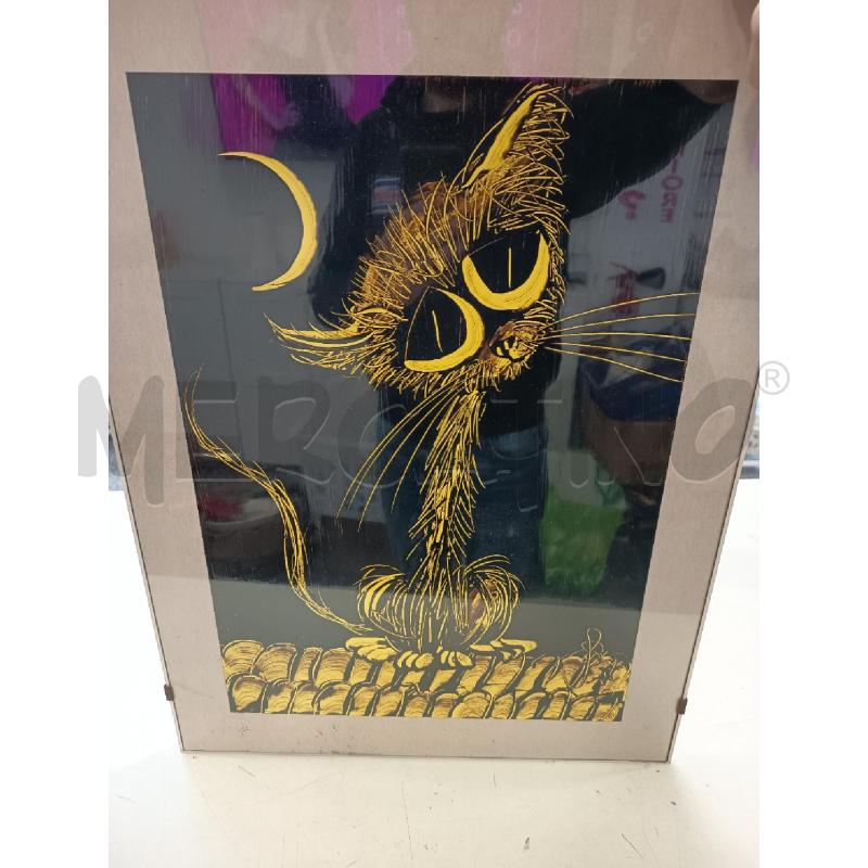 QUADRO GATTO GIALLO SFONDO NERO  | Mercatino dell'Usato Roma rebibbia 1
