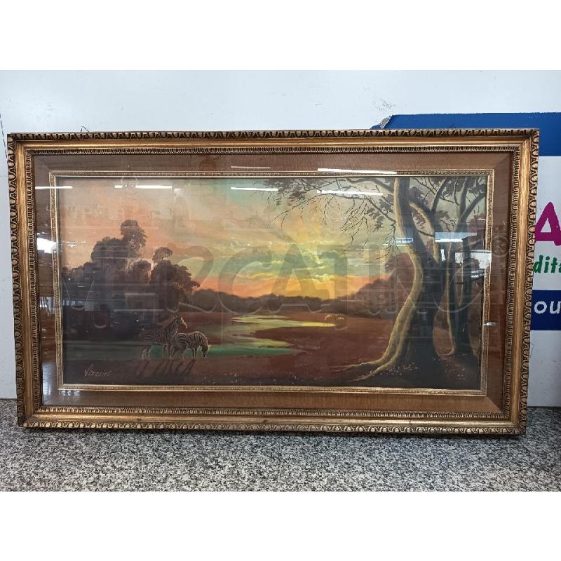 QUADRO PAESAGGIO AFRICANO CORNICE DORATA | Mercatino dell'Usato Roma rebibbia 1