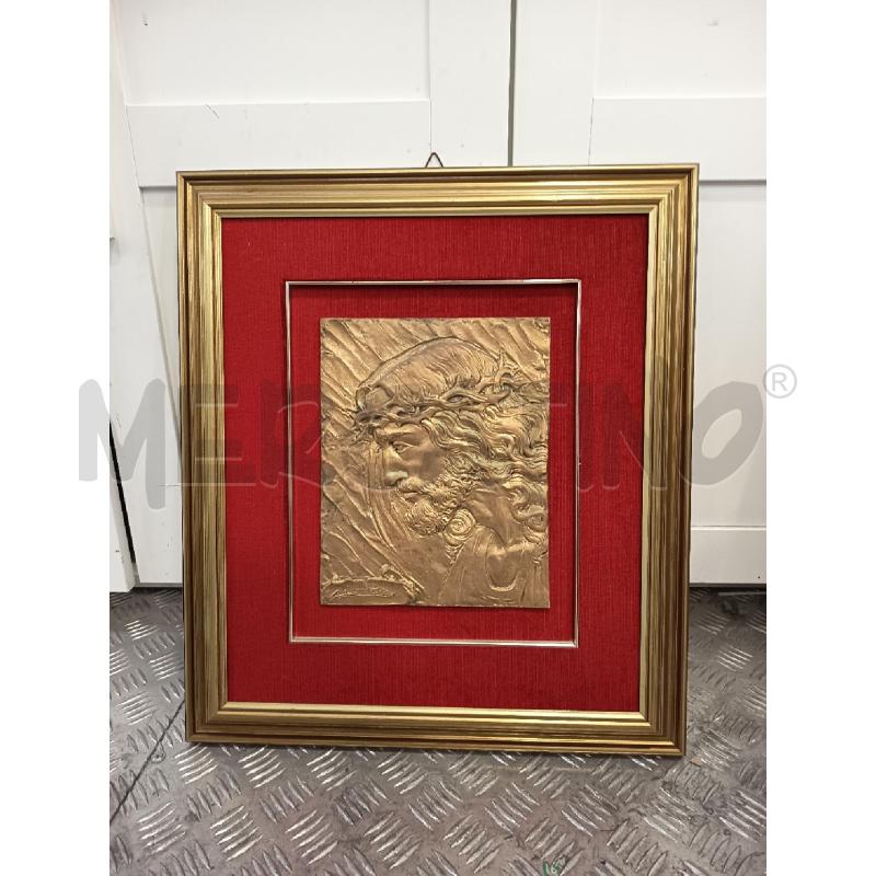 QUADRO PLACCA DORATA RILIEVO VOLTO CRISTO ZANAZZO 44X50 | Mercatino dell'Usato Roma rebibbia 1