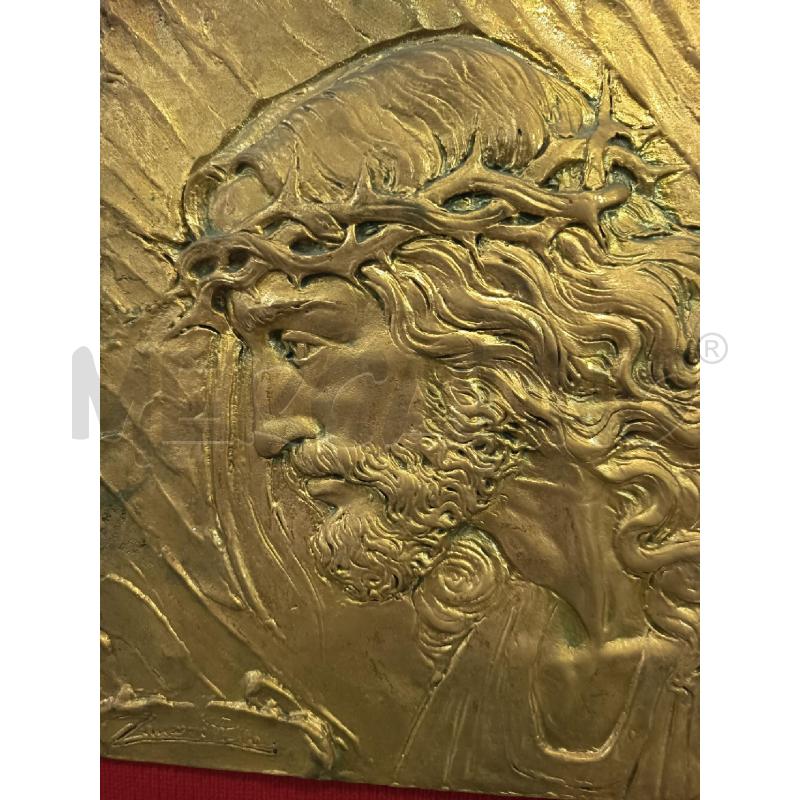 QUADRO PLACCA DORATA RILIEVO VOLTO CRISTO ZANAZZO 44X50 | Mercatino dell'Usato Roma rebibbia 2