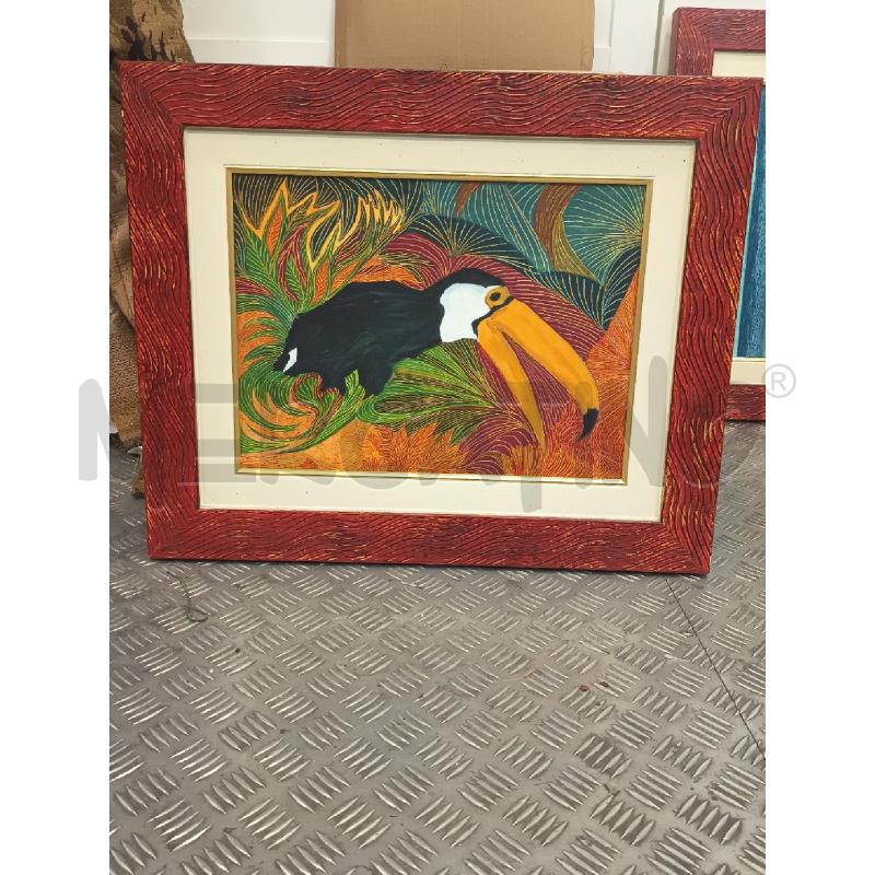 QUADRO TUCANO COLORATO C ROSSA 59X48 | Mercatino dell'Usato Roma rebibbia 1