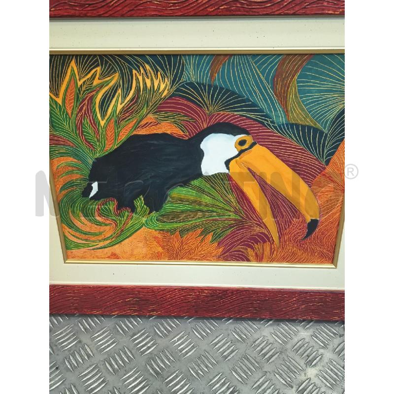 QUADRO TUCANO COLORATO C ROSSA 59X48 | Mercatino dell'Usato Roma rebibbia 3