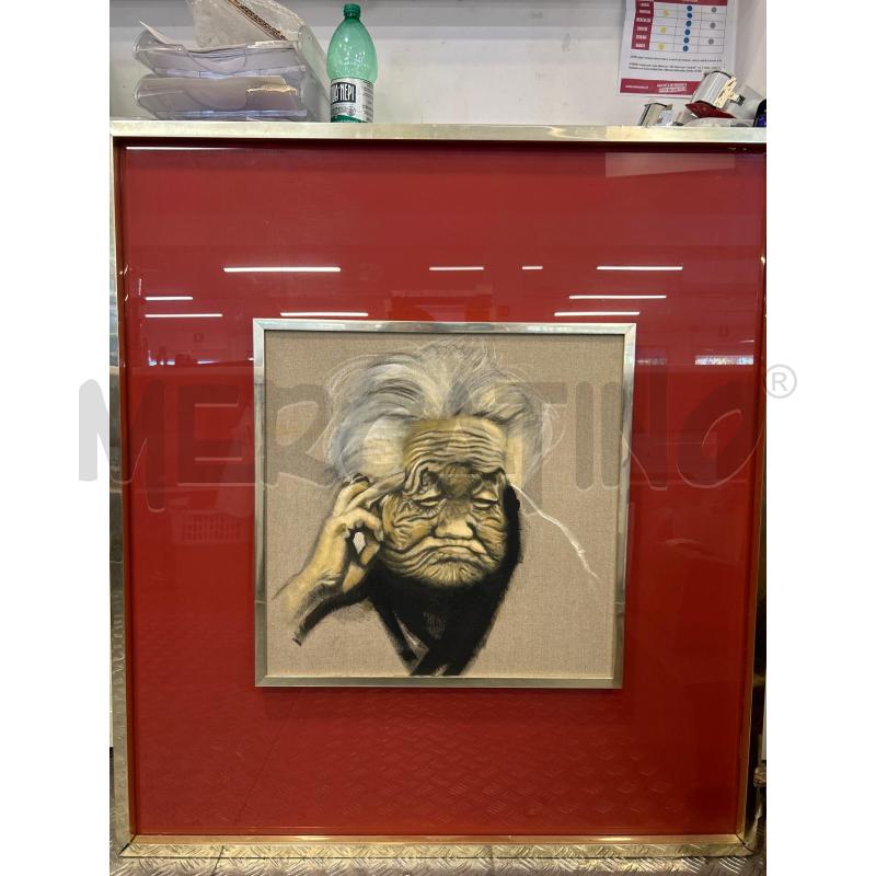 QUADRO VOLTO DONNA ANZIANA PASS ROSSO DA RIVEDERE 93X104 | Mercatino dell'Usato Roma rebibbia 1