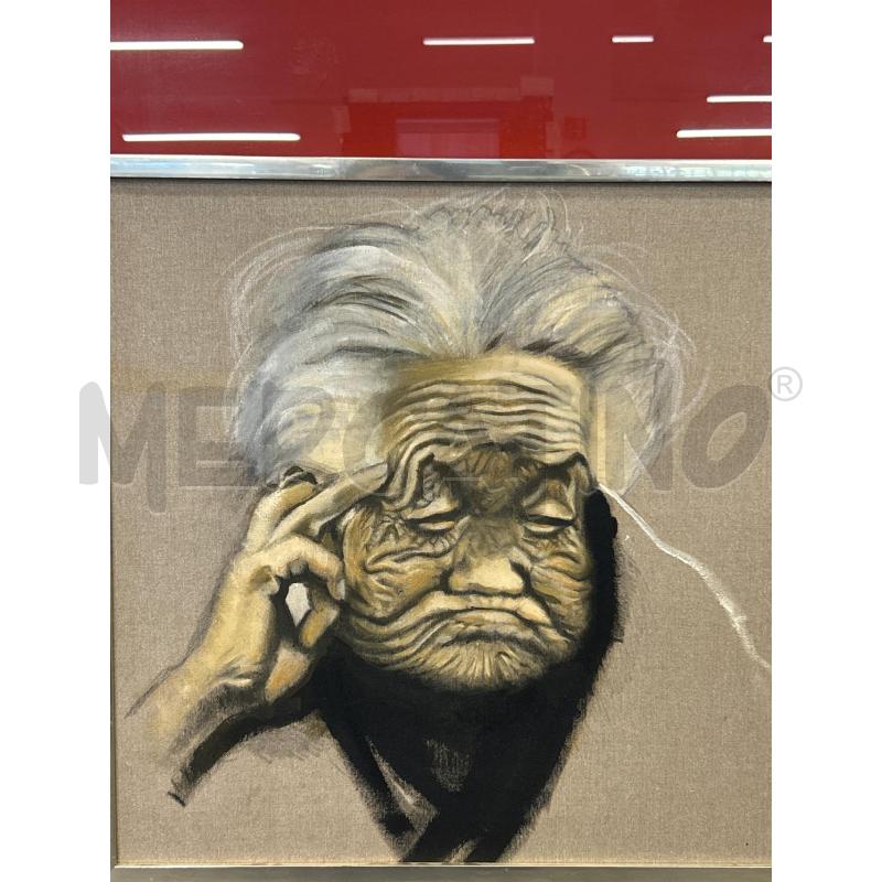 QUADRO VOLTO DONNA ANZIANA PASS ROSSO DA RIVEDERE 93X104 | Mercatino dell'Usato Roma rebibbia 2