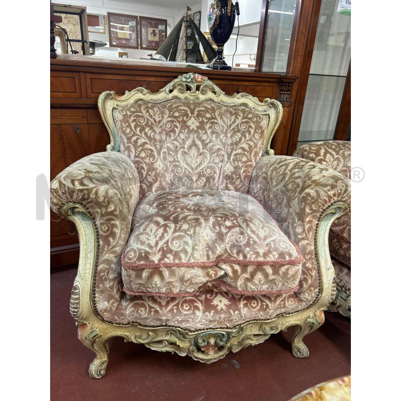 SALOTTINO STILE VENEZIANO DIVANO+2POLTRONE+TAVOLINO  | Mercatino dell'Usato Roma rebibbia 2